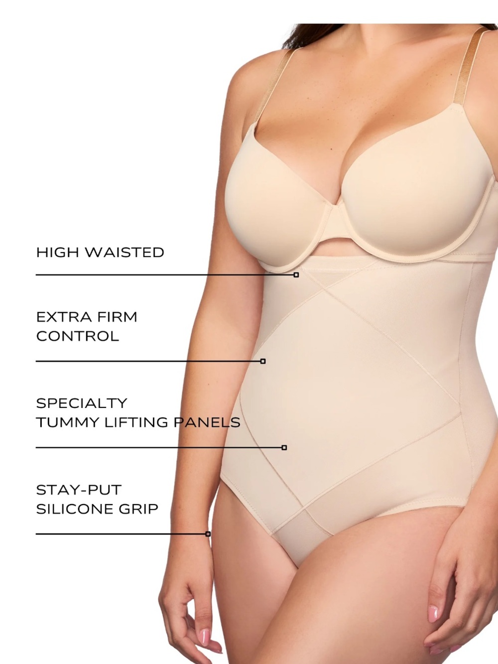 Cupid Women's Tummy Tuck Extra Firm Control Shapewear, High-Waist Shaping M